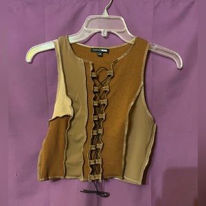 Fashion Nova Brown Patchwork Tank Top